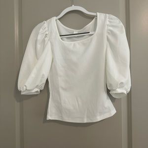White puff sleeve top